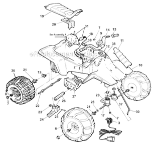 Page A Diagram and Parts List for 76104-9993  Power Wheels Ride-On Cars